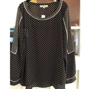 NWT Loft blouse black and cream geometric